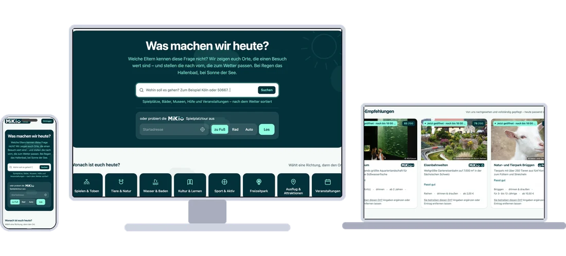 MIKIU auf Monitor, Notebook und Smartphone.